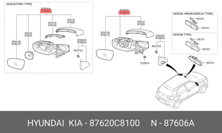 آینه راست I20 کرمان