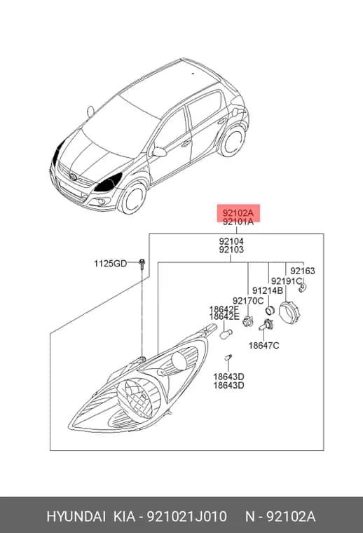 چراغ جلو راست I20